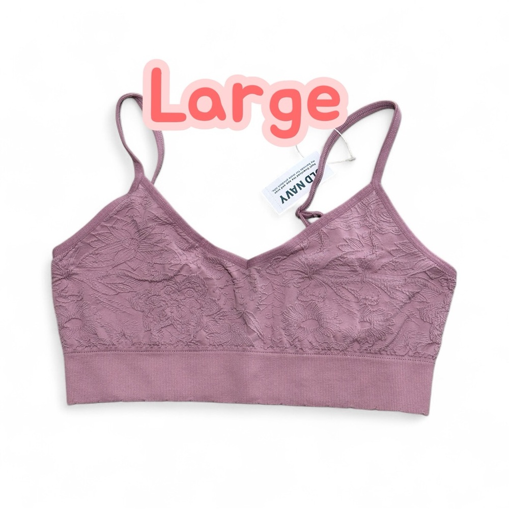 Old Navy Large Bra Bralette Textured Rose Adjustable Straps Wireless Comfortable - Picture 4 of 10